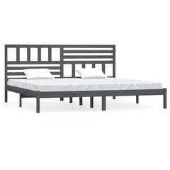 vidaXL Bed Frame without Mattress Grey Solid Wood Pine 200x200 cm 2