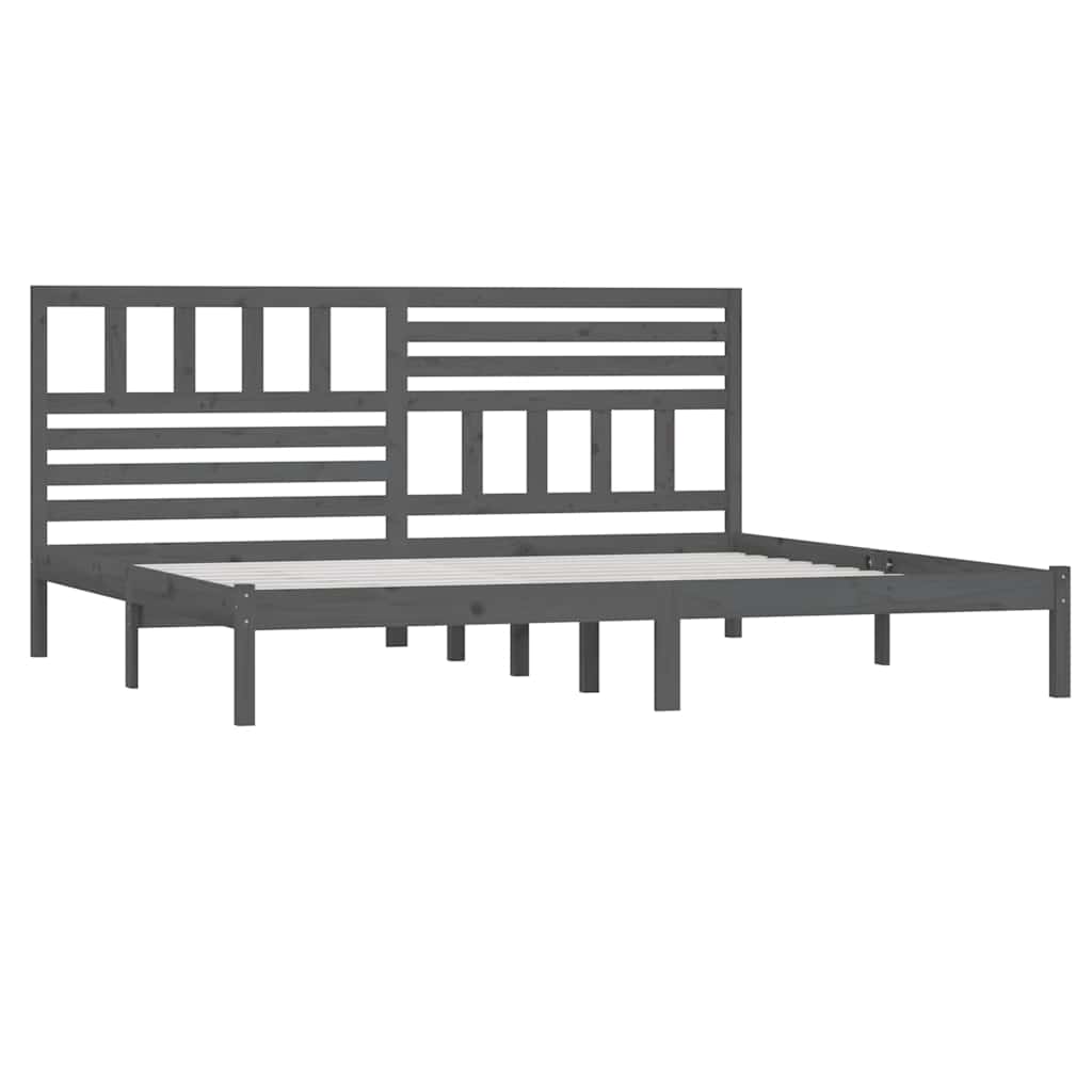 vidaXL Bed Frame without Mattress Grey Solid Wood Pine 200x200 cm 3