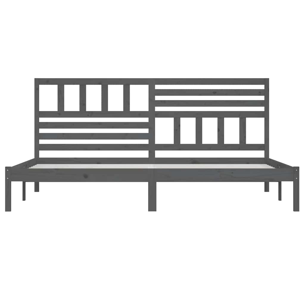 vidaXL Bed Frame without Mattress Grey Solid Wood Pine 200x200 cm 4