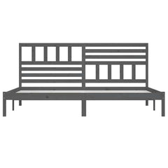 vidaXL Bed Frame without Mattress Grey Solid Wood Pine 200x200 cm 4