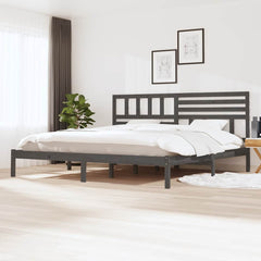 vidaXL Bed Frame without Mattress Grey Solid Wood Pine 200x200 cm 1