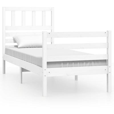 Bed Frame White 90x190 cm Single Solid Wood