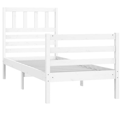 Bed Frame White 90x190 cm Single Solid Wood