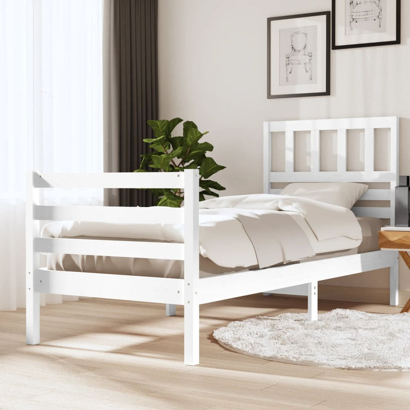 Bed Frame White 90x190 cm Single Solid Wood