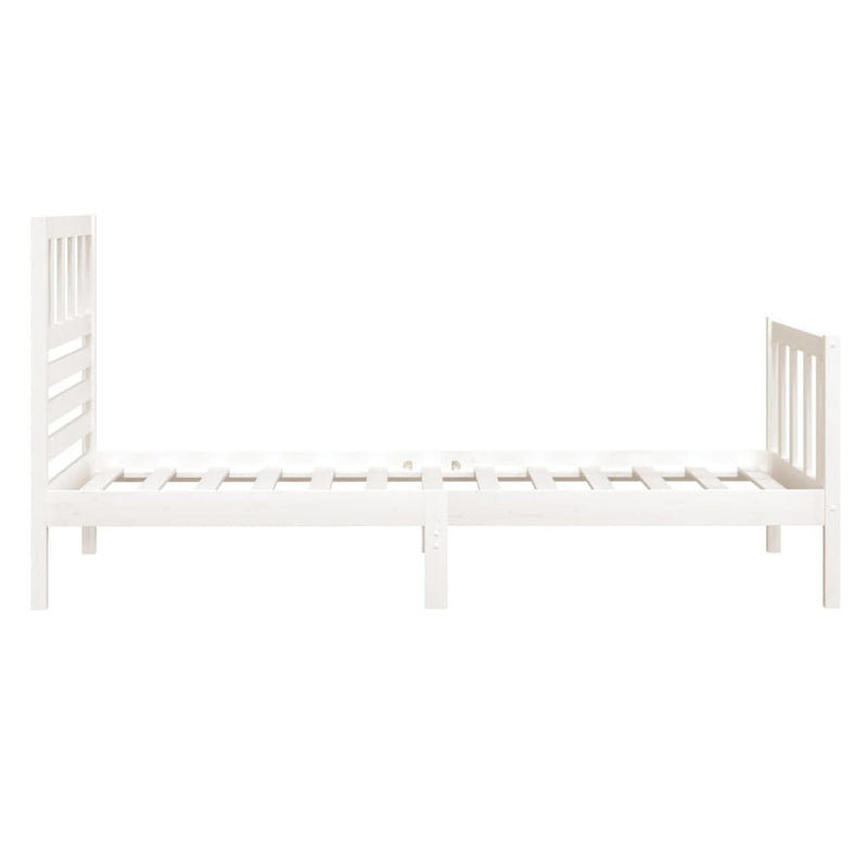 Bed Frame White 90x190 cm Single Solid Wood