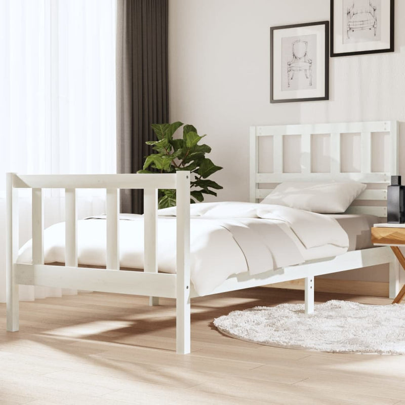 Bed Frame White 90x190 cm Single Solid Wood