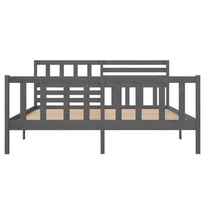 Bed Frame Grey Solid Wood 140x190 cm