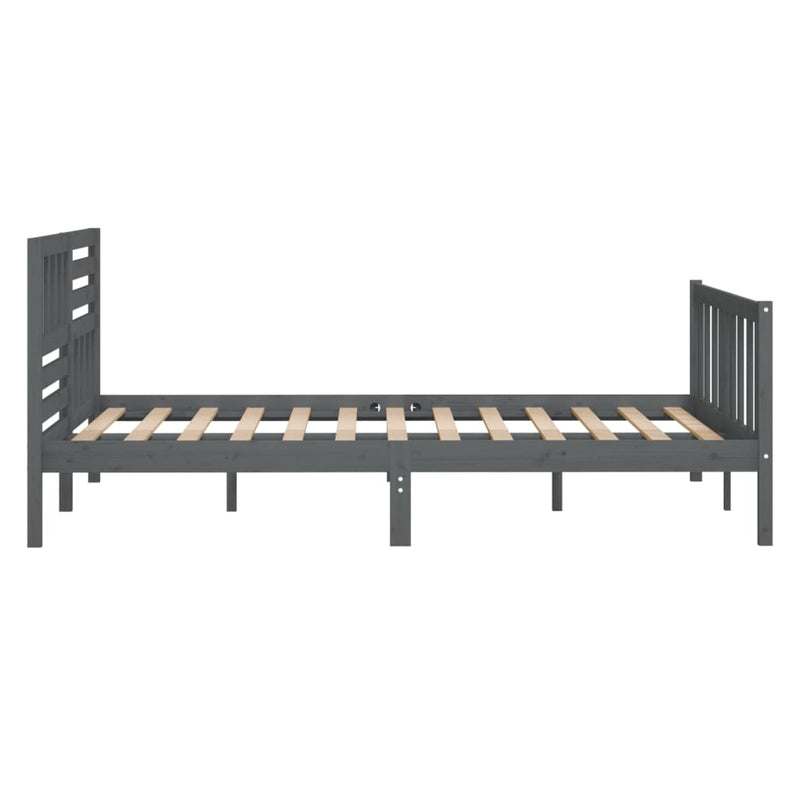 Bed Frame Grey Solid Wood 140x190 cm