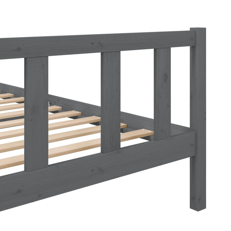 Bed Frame Grey Solid Wood 140x190 cm