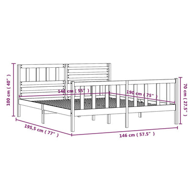 Bed Frame Grey Solid Wood 140x190 cm