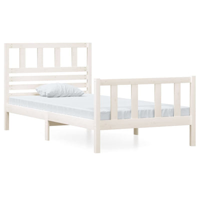 Bed Frame White Solid Wood 90x200 cm