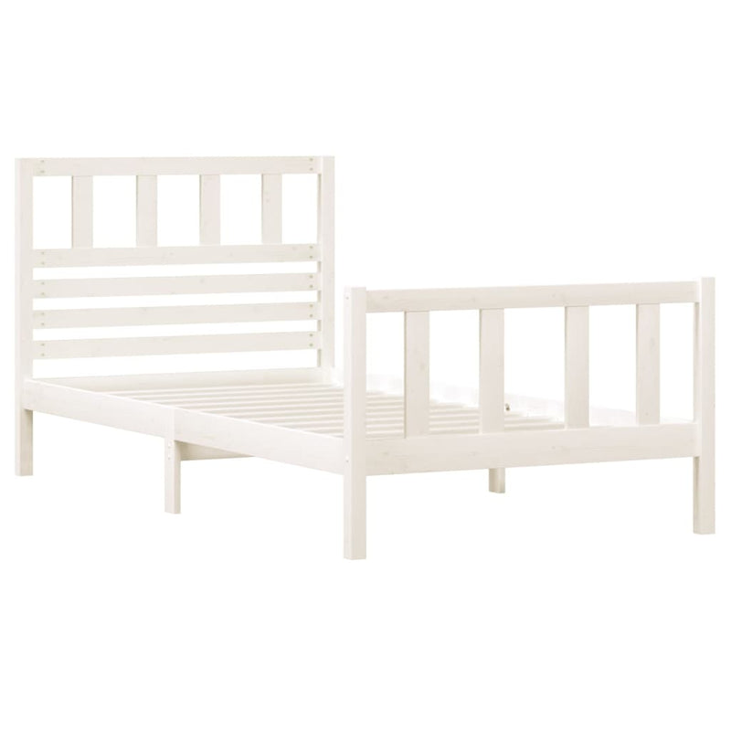 Bed Frame White Solid Wood 90x200 cm