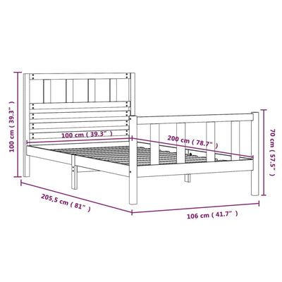 Bed Frame Solid Wood 100x200 cm