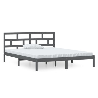 Bed Frame Grey 120x190 cm Small Double Solid Wood