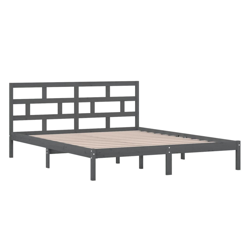 Bed Frame Grey 120x190 cm Small Double Solid Wood