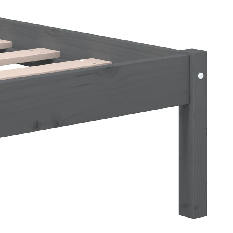 Bed Frame Grey 120x190 cm Small Double Solid Wood