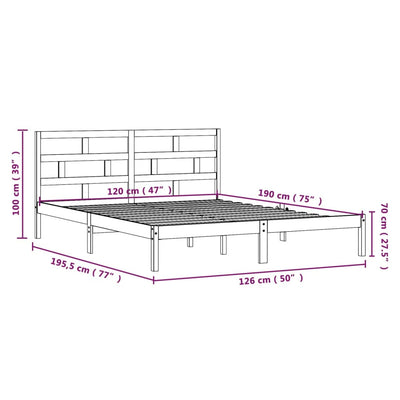 Bed Frame Grey 120x190 cm Small Double Solid Wood