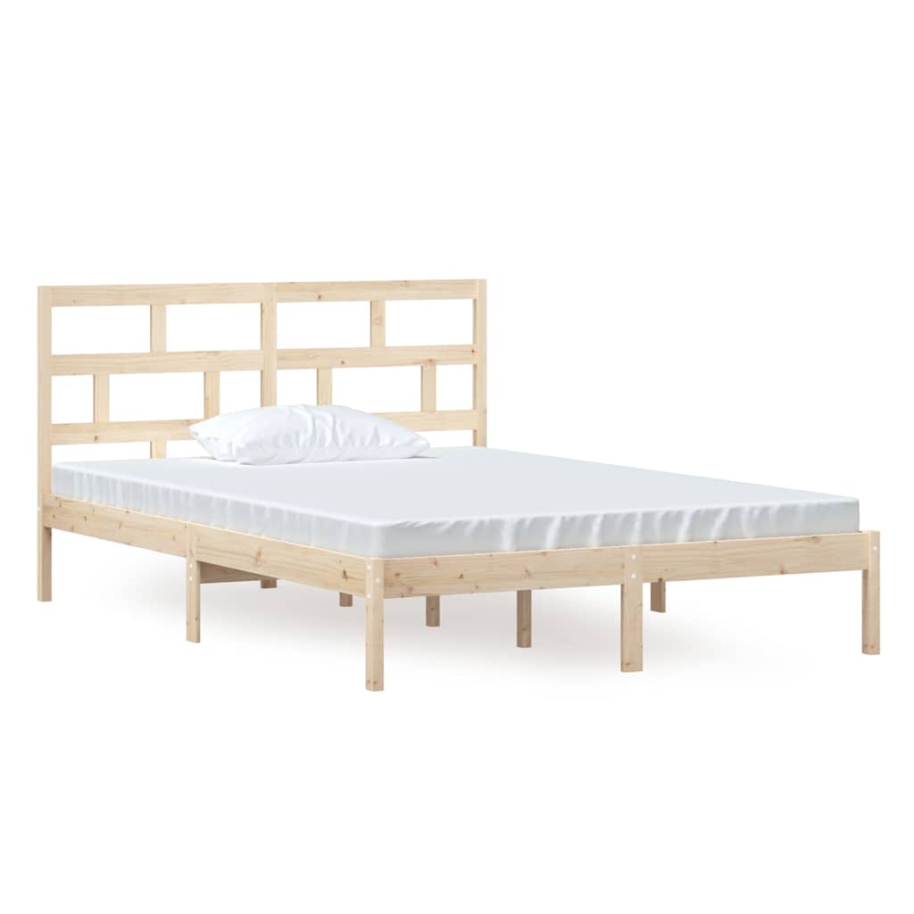 Bed Frame without Mattress Solid Wood Length 200 cm Natural 140 cm