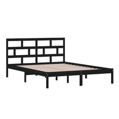 vidaXL Bed Frame without Mattress Black King Size Solid Wood 3
