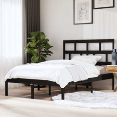 vidaXL Bed Frame without Mattress Black King Size Solid Wood 1