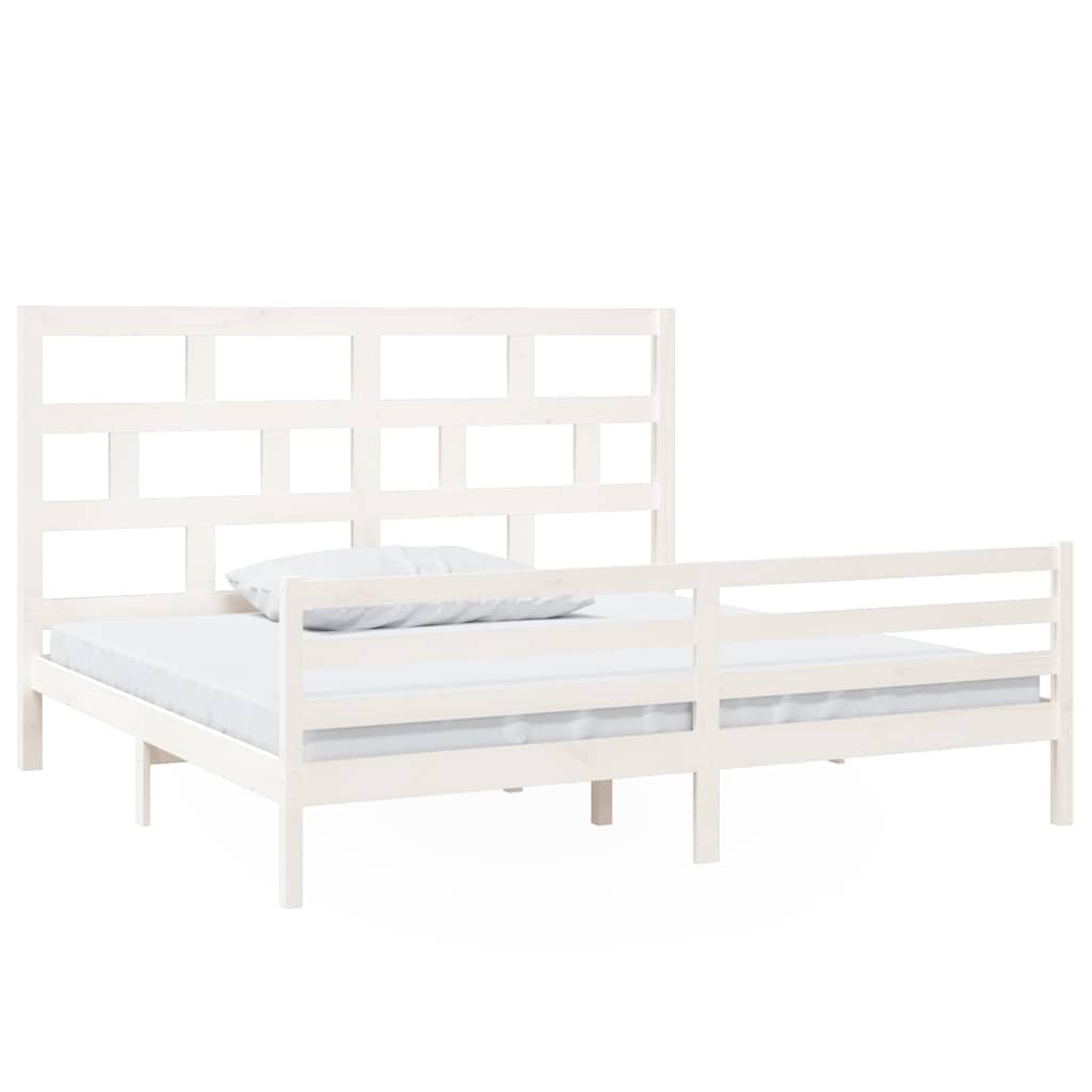 vidaXL Bed Frame without Mattress White Solid Wood 200x200 cm 2