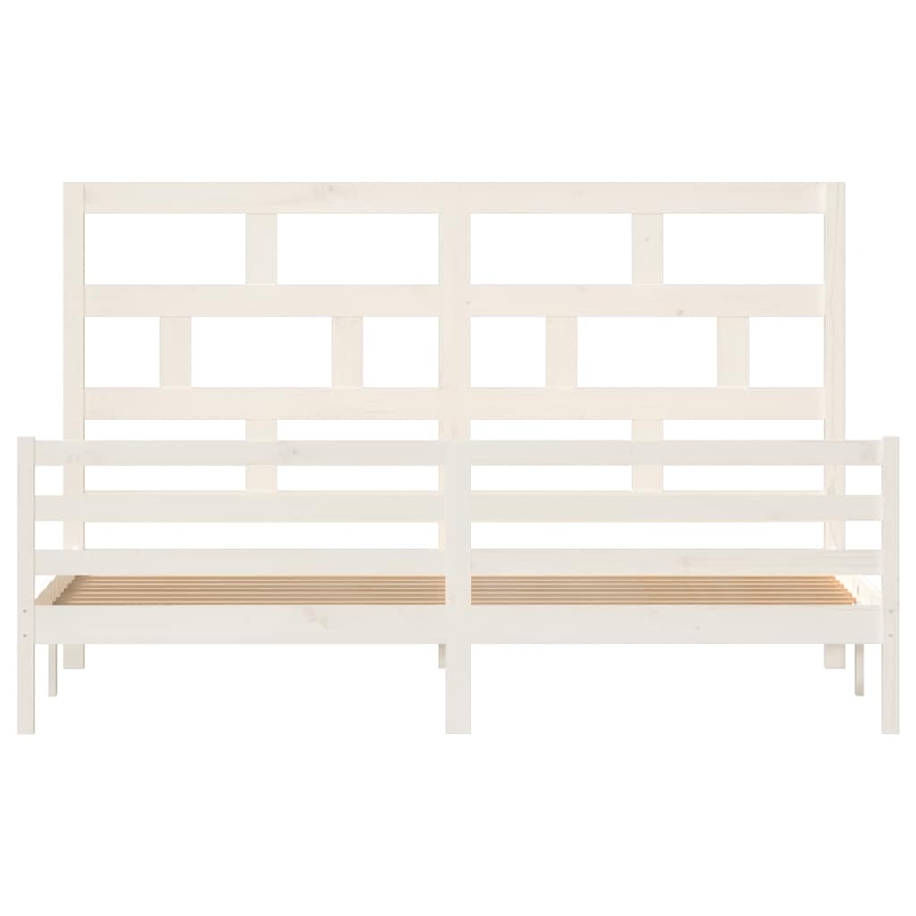 vidaXL Bed Frame without Mattress White Solid Wood 200x200 cm 4