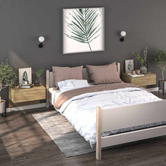 vidaXL Wall-mounted Bedside Cabinet | Set of 2 | Sonoma Oak | Engineered Wood 1