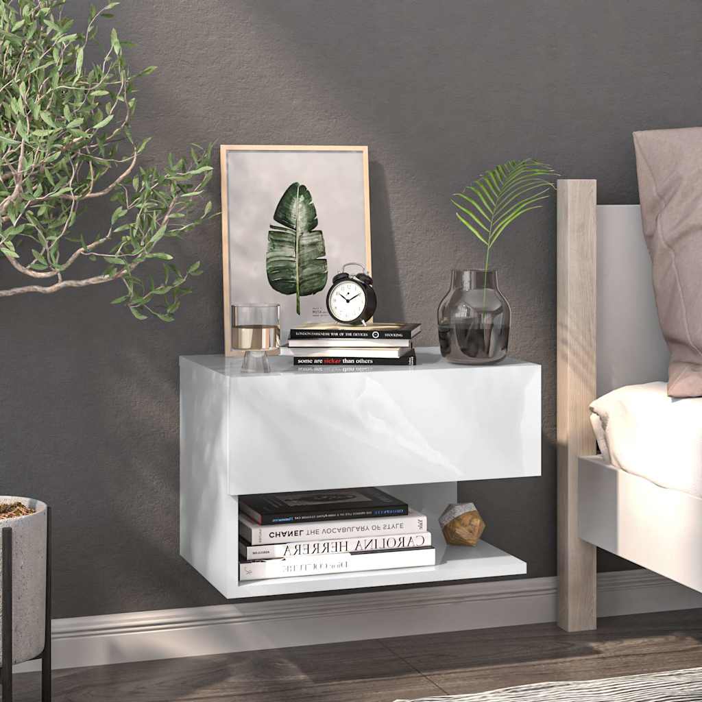 810953 vidaXL Wall-mounted Bedside Cabinet White 1
