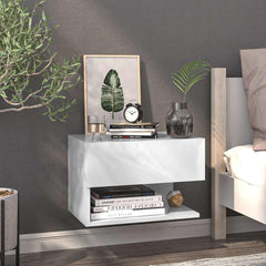 810953 vidaXL Wall-mounted Bedside Cabinet White 1