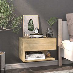 810959 vidaXL Wall-mounted Bedside Cabinet Sonoma Oak 1