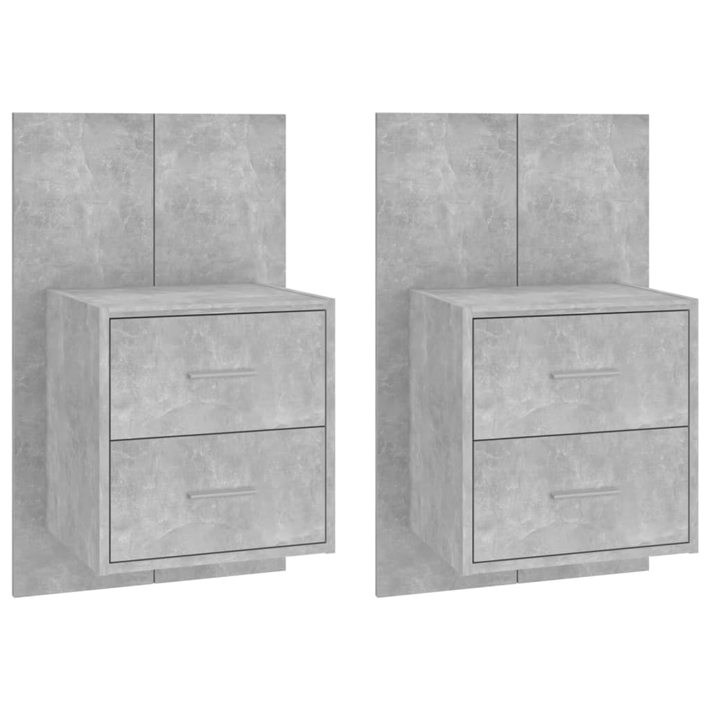 810998 vidaXL Wall-mounted Bedside Cabinets 2 pcs Concrete Grey 2