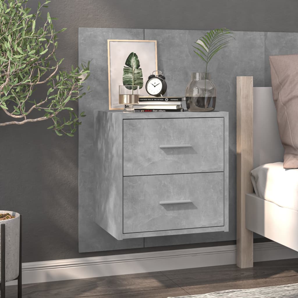 810998 vidaXL Wall-mounted Bedside Cabinets 2 pcs Concrete Grey 3