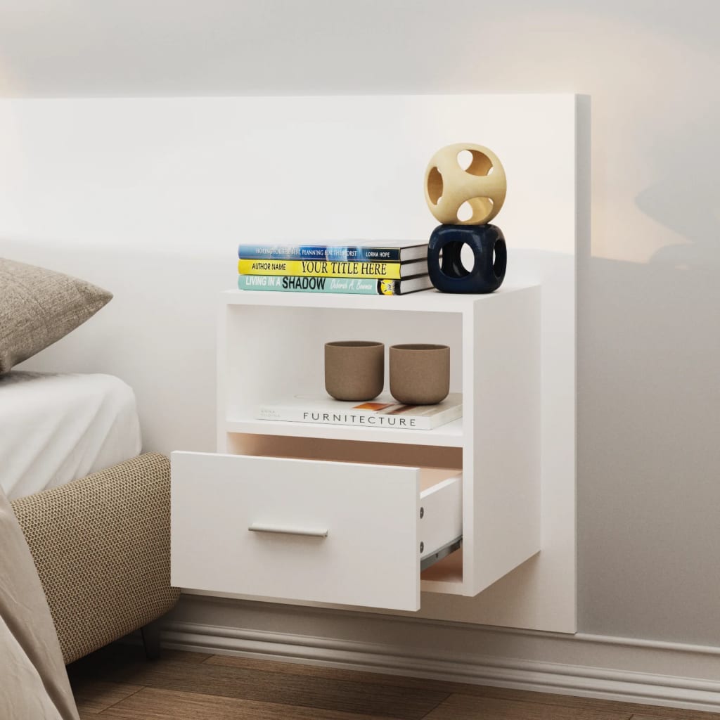 811008 vidaXL Wall-mounted Bedside Cabinets 2 pcs White 4