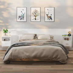 811008 vidaXL Wall-mounted Bedside Cabinets 2 pcs White 1