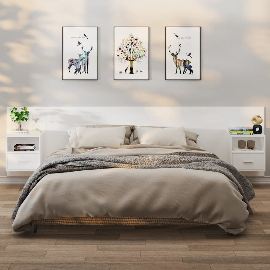 811008 vidaXL Wall-mounted Bedside Cabinets 2 pcs White 1