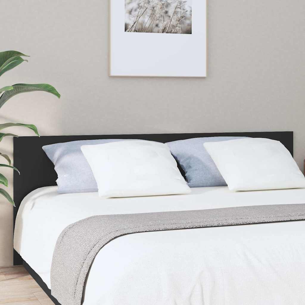811044 vidaXL Bed Headboard Black 200x1,5x80 cm Engineered Wood 1