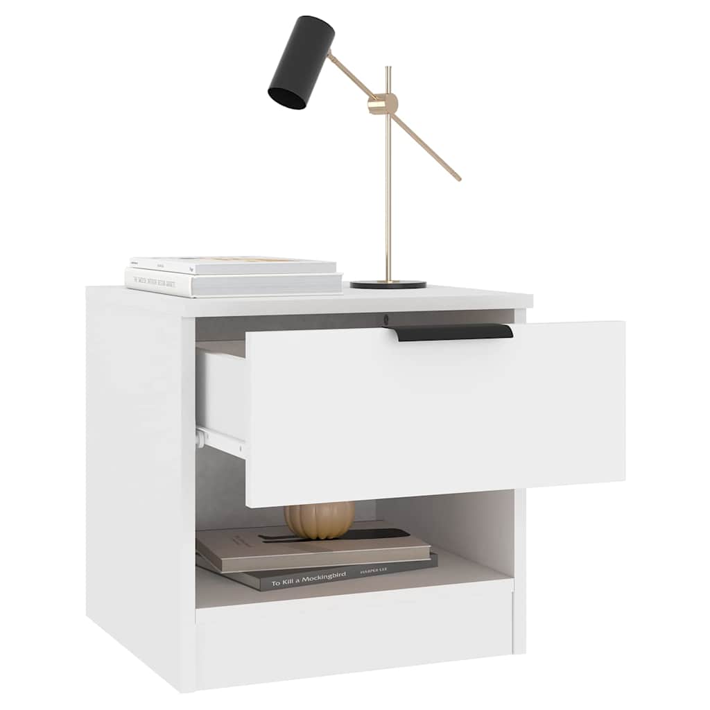 vidaXL Bedside Cabinets 2 pcs White Engineered Wood 6