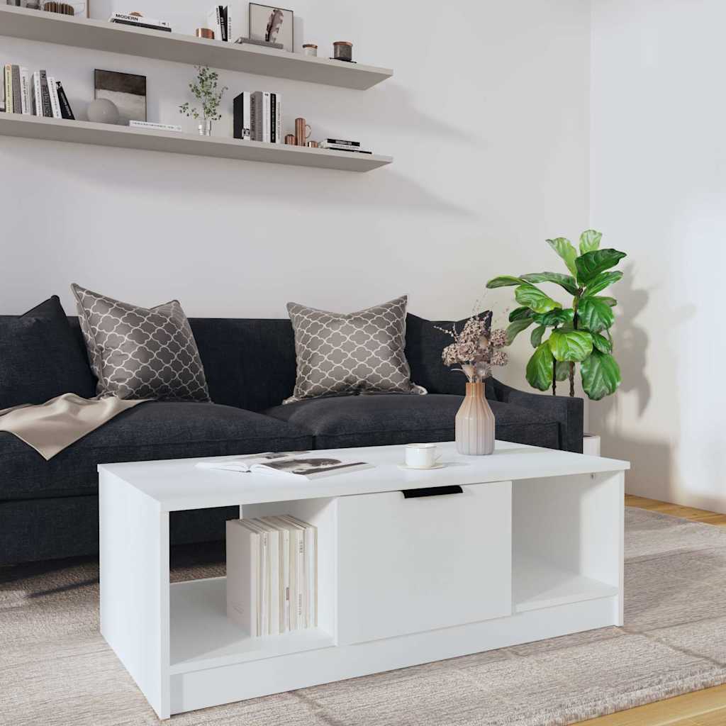 vidaXL Coffee Table | White | Engineered wood | 102x50x36 cm | Coffee Table 1