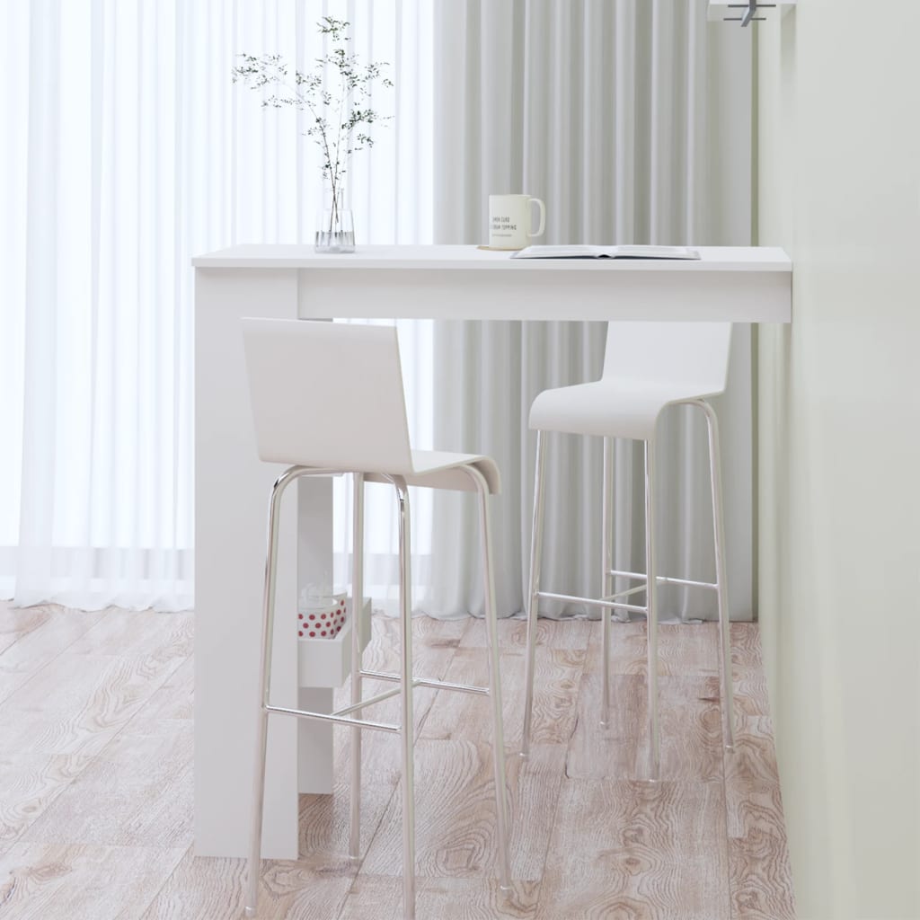 vidaXL Wall Bar Table White 102x45x103.5 cm Engineered Wood 6