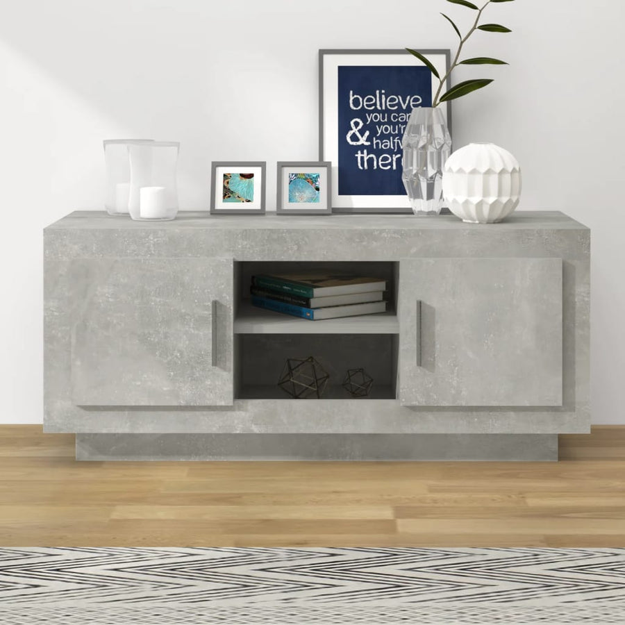 vidaXL TV Cabinet Concrete Grey 102x35x45 cm Engineered Wood 1