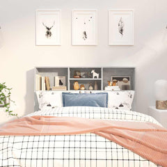 vidaXL Headboard Cabinet | Concrete Grey | Engineered wood | 120 x 19 x 103.5 cm 3