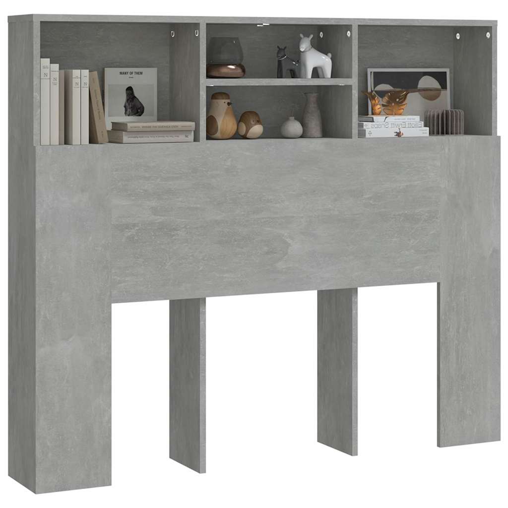 vidaXL Headboard Cabinet | Concrete Grey | Engineered wood | 120 x 19 x 103.5 cm 4