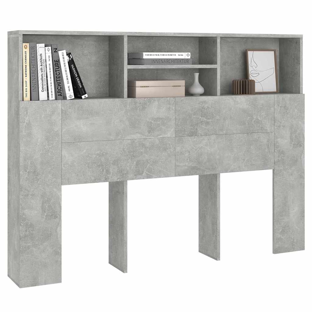 vidaXL Headboard Cabinet | Concrete Grey | Engineered wood | Medium 4