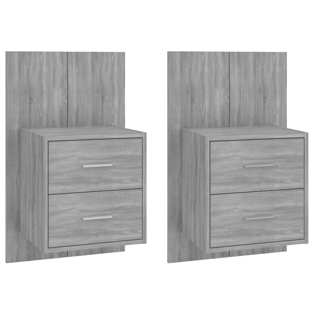 vidaXL Wall-mounted Bedside Cabinets 2 pcs Grey Sonoma 2