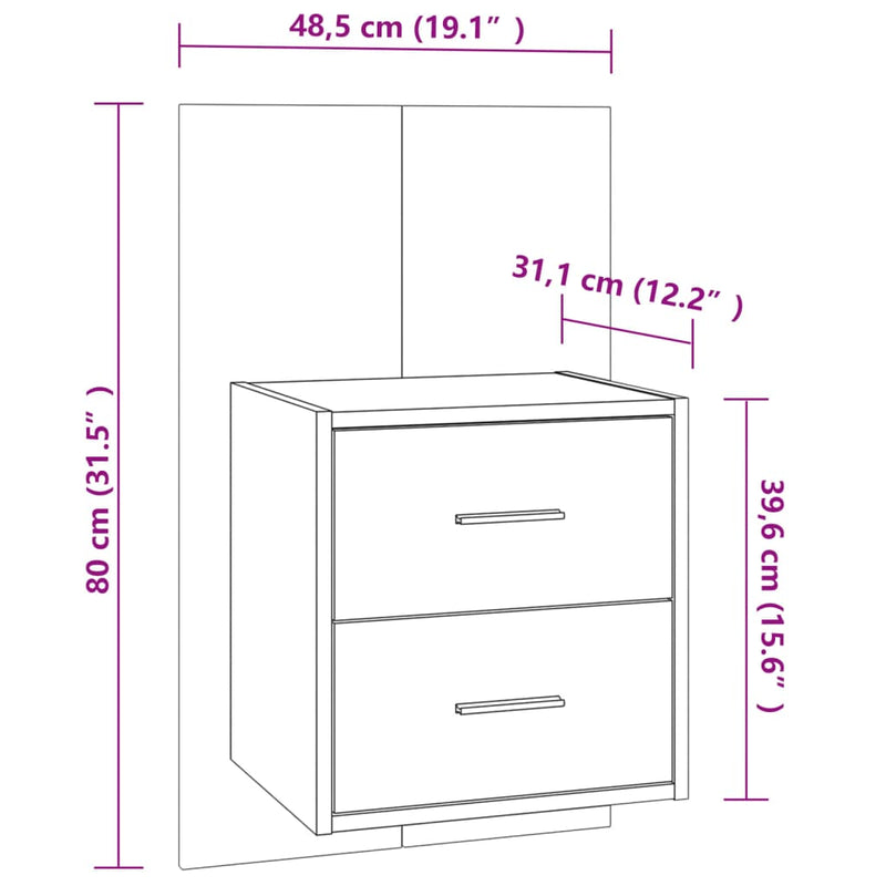 Wall-mounted Bedside Cabinets 2 pcs Brown Oak