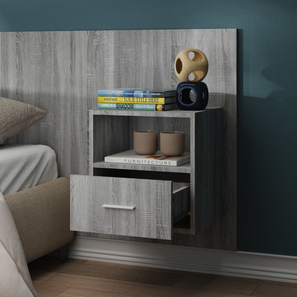 vidaXL Wall-mounted Bedside Cabinets 2 pcs Grey Sonoma 4