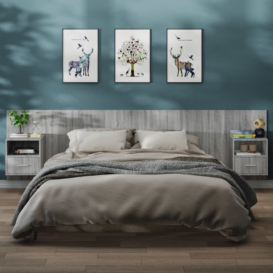 vidaXL Wall-mounted Bedside Cabinets 2 pcs Grey Sonoma 1