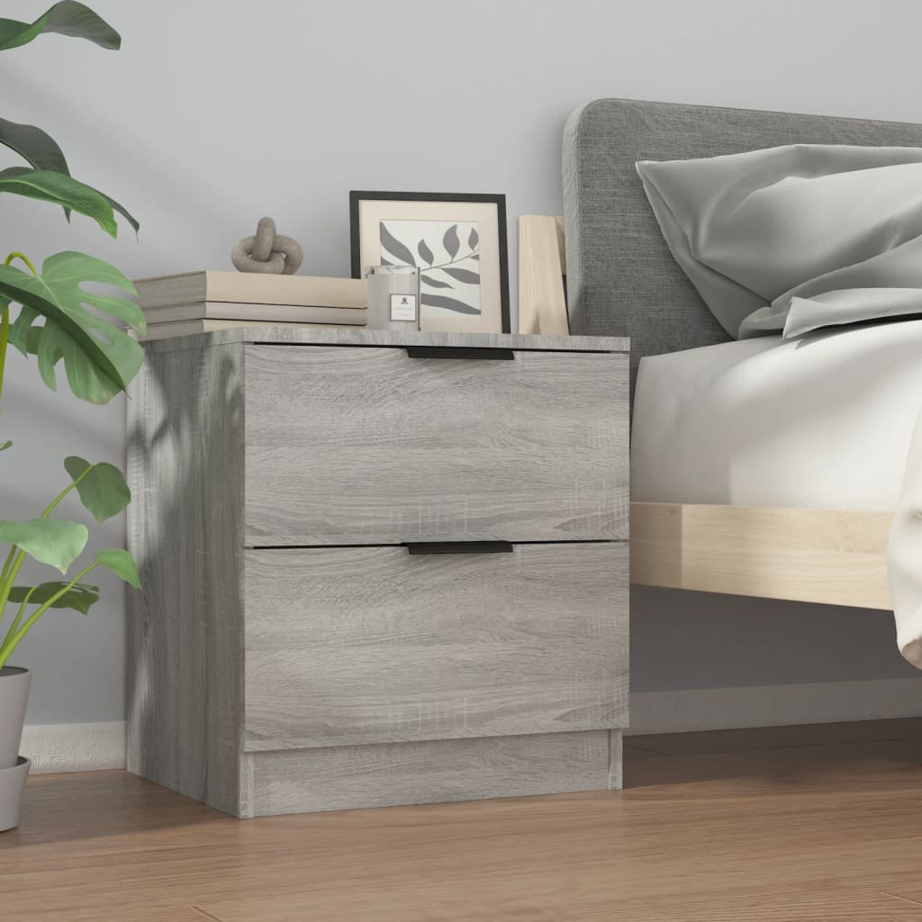 vidaXL Bedside Cabinets 2 pcs Grey Sonoma Engineered Wood 3