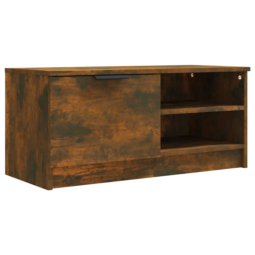 vidaXL TV Cabinet Smoked Oak 80x35x36,5 cm Engineered Wood 2