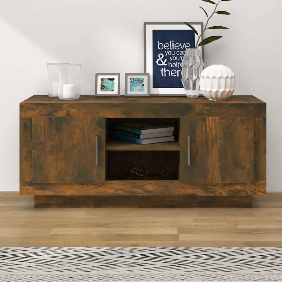 vidaXL TV Cabinet Smoked Oak 102x35x45 cm Engineered Wood 1